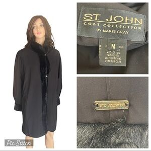 St. John collection coat faux fur reversible SZ M